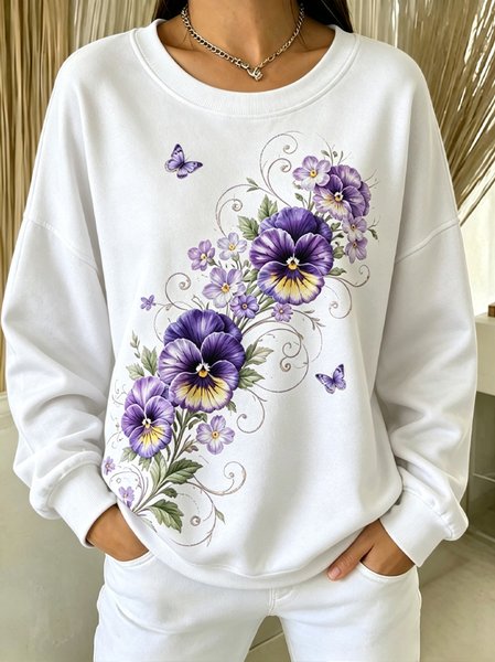 Casual Crew Neck Animal Sweatshirt