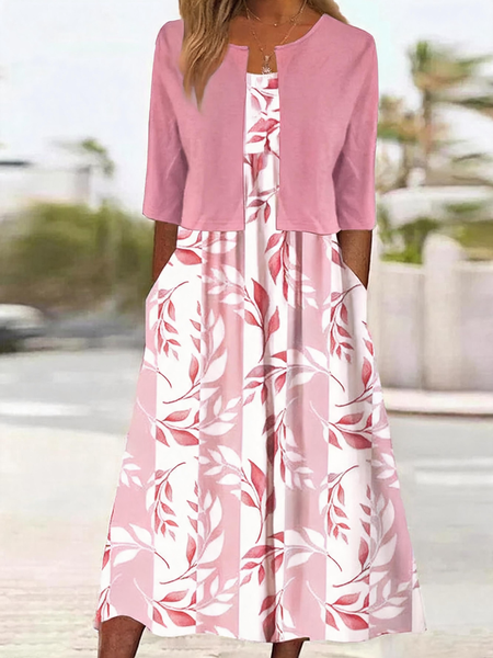 Women Striped Two-Piece Set Daily Half Sleeve Casual Summer Coat With Skirt Matching Set