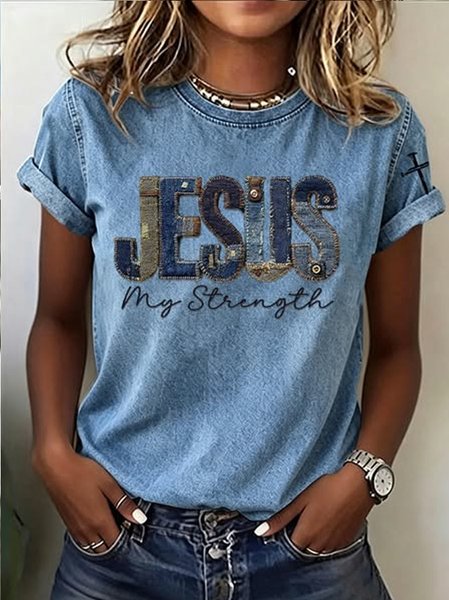 Women Floral Short Sleeve Tee T-shirt Crew Neck Casual Summer Top