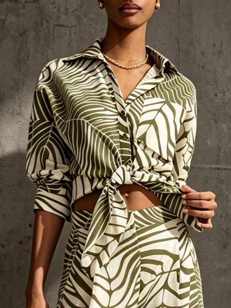Vacation Leaf Shirt Collar Shirt