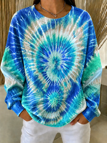 Casual Crew Neck Ombre Sweatshirt