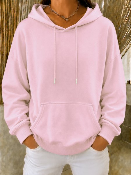 Women Plain Hooded Casual Spring/Fall Long Sleeve Sweatshirt