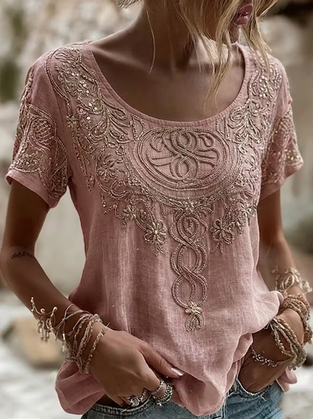 Women Abstract Short Sleeve Tee T-shirt Crew Neck Printing Casual Graphic Tee Summer Top