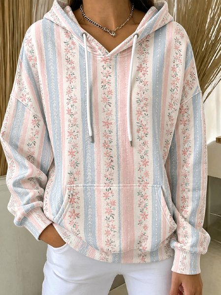 Women Geometric Long Sleeve Vintage Daily Spring/Fall Hoodie