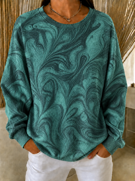 Women Psychedelic Art Crew Neck Printing Casual Spring/Fall Long Sleeve Sweatshirt