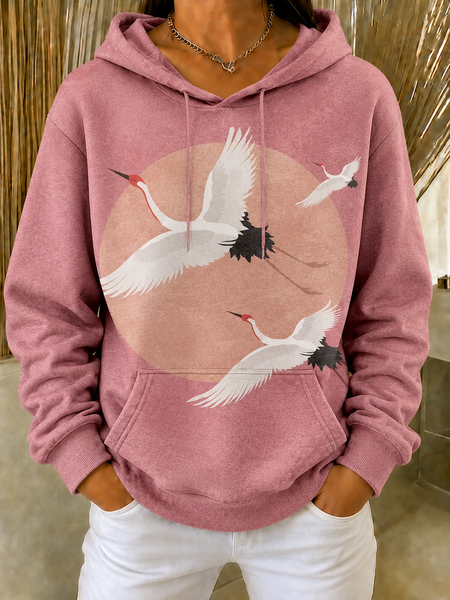Women Geometric Hooded Casual Spring/Fall Long Sleeve Sweatshirt