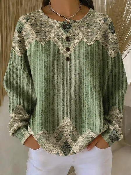 Women Abstract Crew Neck Printing Casual Spring/Fall Long Sleeve Sweatshirt