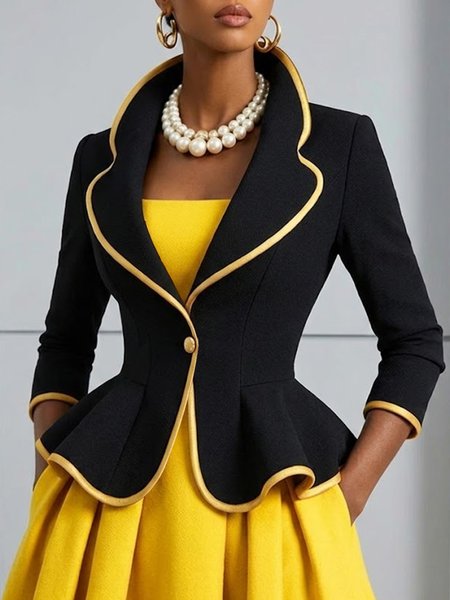 Elegant Split Joint Color Block Shawl Collar Jacket 6 Elegant Split Joint Color Block Shawl Collar Jacket