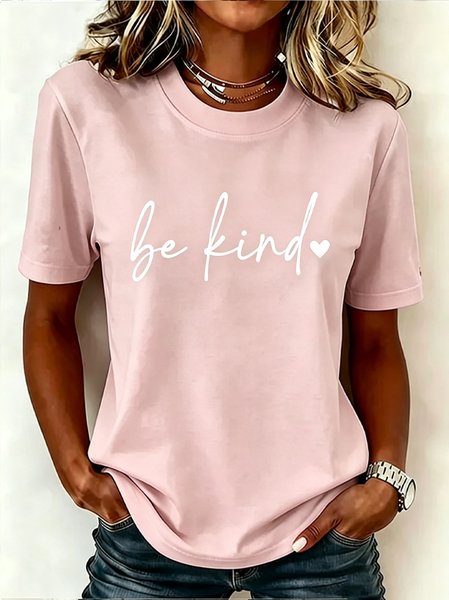 Women Text Letters Short Sleeve Tee T-shirt Crew Neck Casual Summer Top
