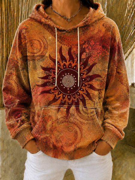 Women Sun Hooded Vintage Spring/Fall Long Sleeve Sweatshirt
