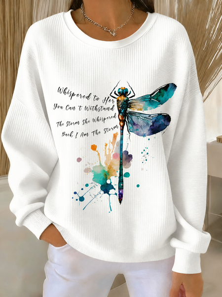 Casual Crew Neck Text Letters Sweatshirt Printing