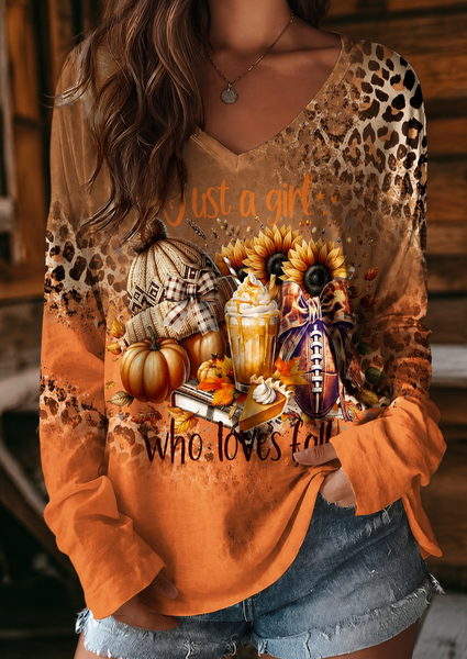 Women Floral Long Sleeve Tee T-shirt V Neck Printing Vintage Spring/Fall Top