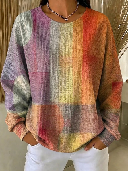 Women Abstract Crew Neck Printing Casual Spring/Fall Long Sleeve Sweatshirt