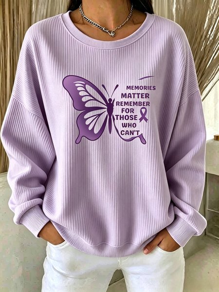 Women Text Letters Crew Neck Casual Spring/Fall Long Sleeve Sweatshirt