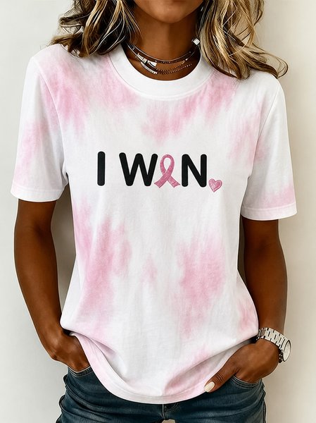 Women Text Letters Short Sleeve Tee T-shirt Crew Neck Casual Summer Top