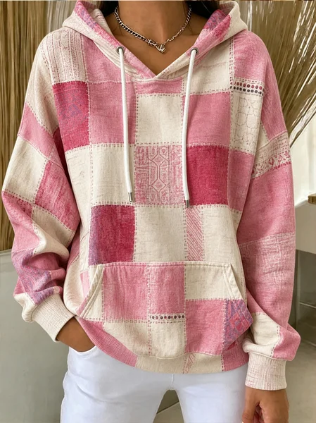 Women Geometric Long Sleeve Vintage Daily Spring/Fall Hoodie
