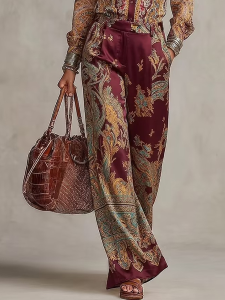 Loose Urban Paisley Long Straight Pants 1 Loose Urban Paisley Long Straight Pants