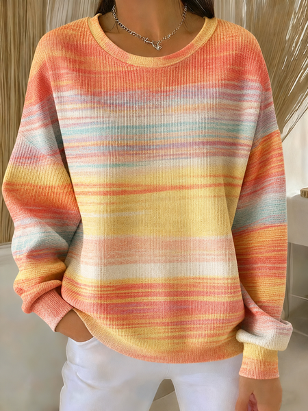 

Casual Crew Neck Gradient Pattern Sweatshirt Printing, Yellow, Hoodies & Sweatshirts