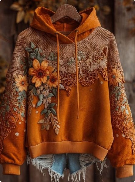 

Casual Henley Collar Geometric Sweatshirt, Orange, Hoodies & Sweatshirts