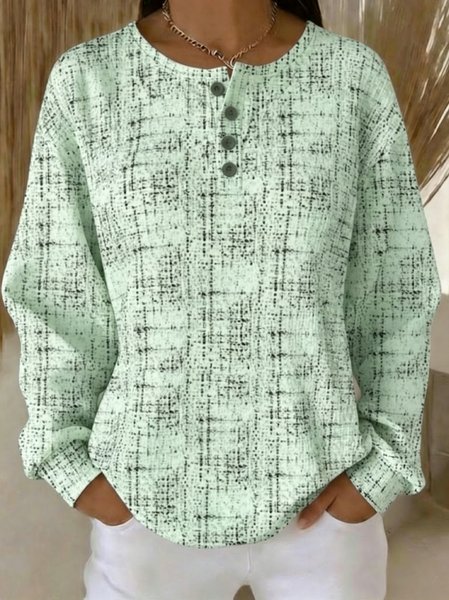 

Casual Henley Collar Geometric Sweatshirt, Green, Hoodies & Sweatshirts