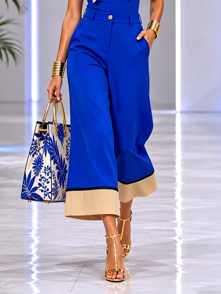 Urban Color Block Split Joint Wide Leg Pants 1 Urban Color Block Split Joint Wide Leg Pants