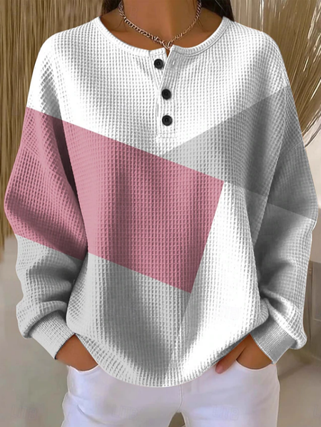 Casual Crew Neck Abstract Sweatshirt Printing