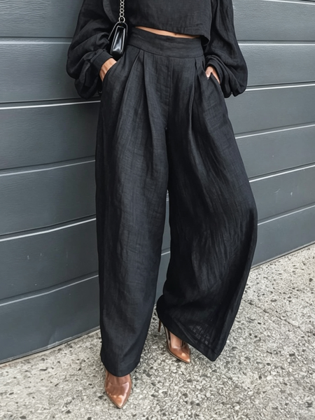 Cotton Casual Plain Wide Leg Pants 1 Cotton Casual Plain Wide Leg Pants
