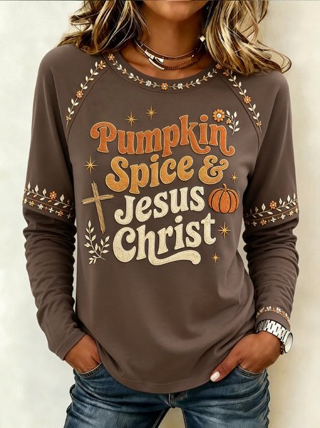 Women Plain Long Sleeve Tee T-shirt Crew Neck Casual Spring/Fall Top