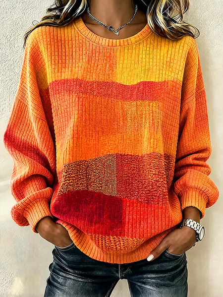 Women Abstract Crew Neck Printing Casual Spring/Fall Long Sleeve Sweatshirt