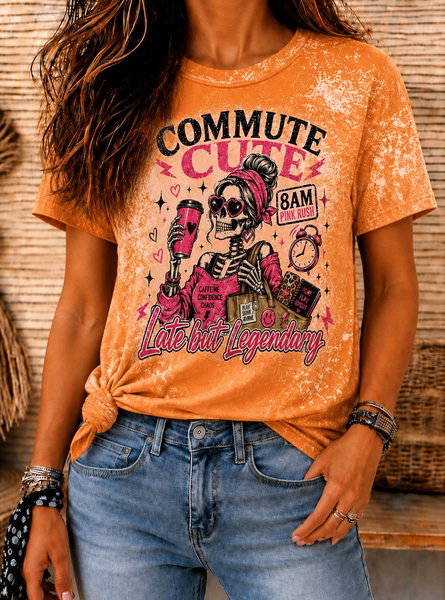 Women Text Letters Short Sleeve Tee T-shirt Crew Neck Vintage Summer Top