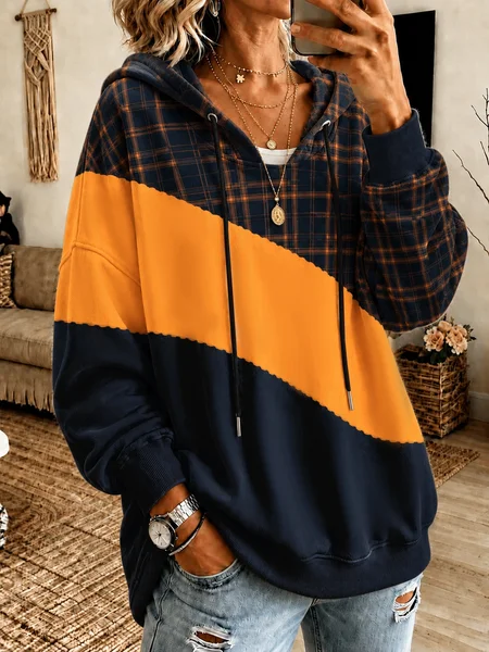 

Women Color Block Printing Long Sleeve Casual Daily Spring/Fall Hoodie, Multicolor, Sweatshirts & Hoodies