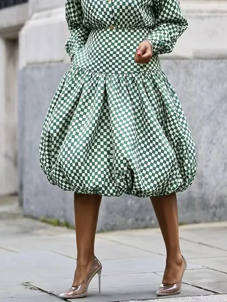 Urban Plaid Midi Skirt