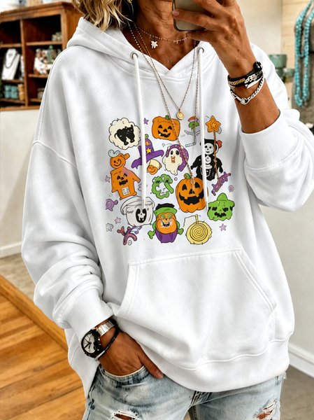 Women Cartoon Long Sleeve Vintage Holiday Spring/Fall Hoodie