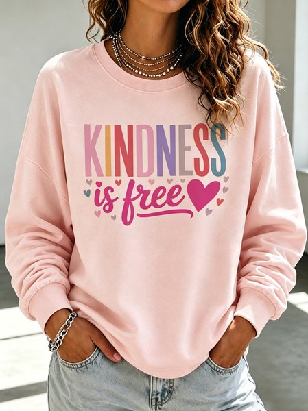Women Text Letters Crew Neck Casual Spring/Fall Long Sleeve Sweatshirt