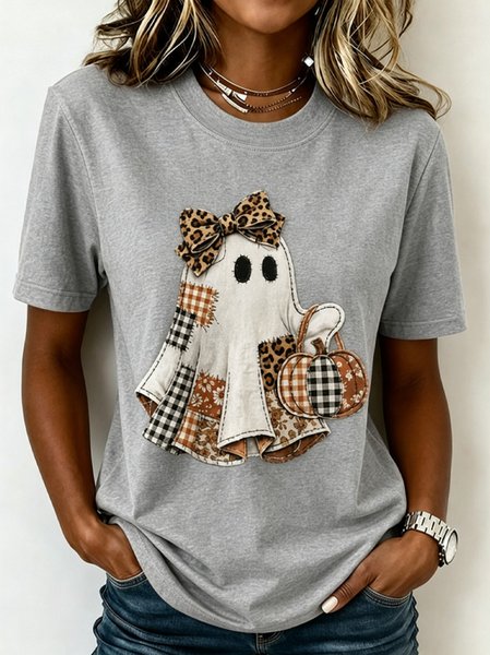 Women Cartoon Short Sleeve Tee T-shirt Crew Neck Casual Summer Top