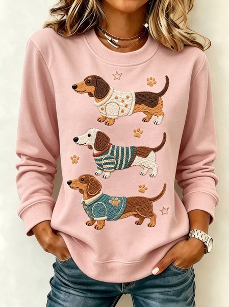Women Cartoon Crew Neck Casual Spring/Fall Long Sleeve Sweatshirt