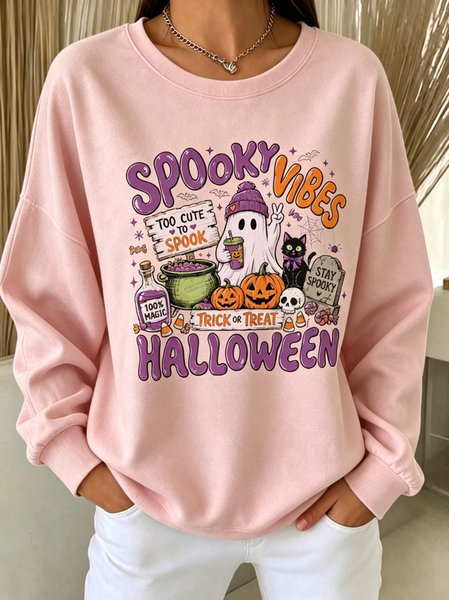 

Casual Crew Neck Text Letters Sweatshirt, Pink, Hoodies & Sweatshirts