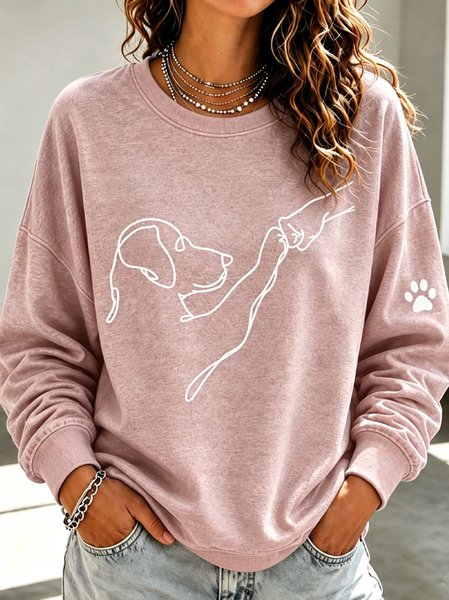 Casual Crew Neck Animal Sweatshirt