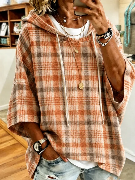 Casual Hoodie Plaid Hoodie