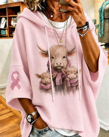 Women Geometric Half Sleeve Casual Daily Spring/Fall Hoodie