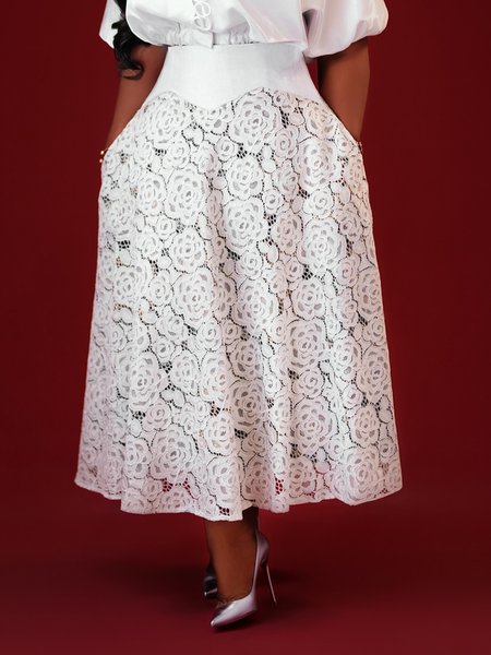 Elegant Split Joint Plain Midi Skirt