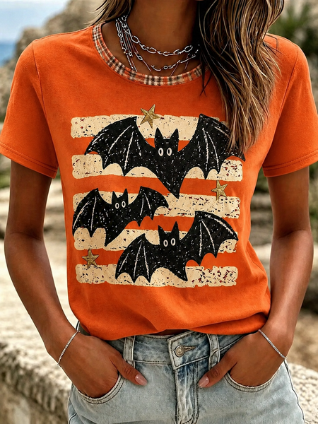 Vintage Geometric Crew Neck Short Sleeve T-shirt