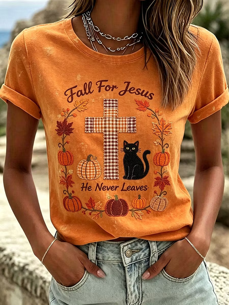Women Plaid Short Sleeve Tee T-shirt Crew Neck Vintage Summer Top