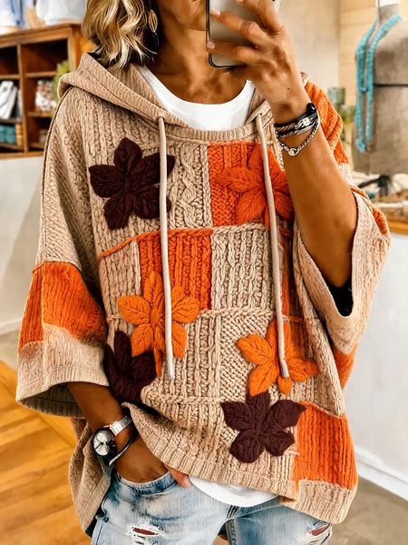 Women Floral Printing Half Sleeve Casual Daily Spring/Fall Hoodie