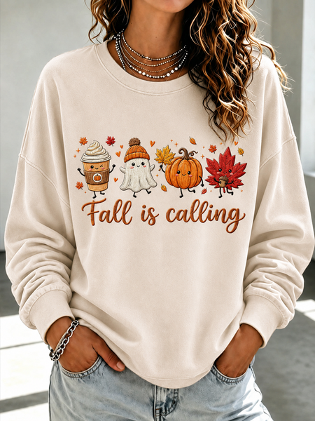 Women Text Letters Crew Neck Printing Casual Spring/Fall Long Sleeve Sweatshirt