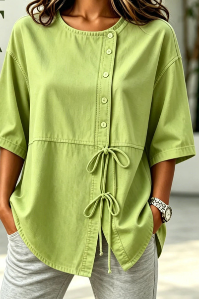 Crew Neck Half Sleeve Plain Lightweight Micro-Elasticity Regular Fit Shirt For Women