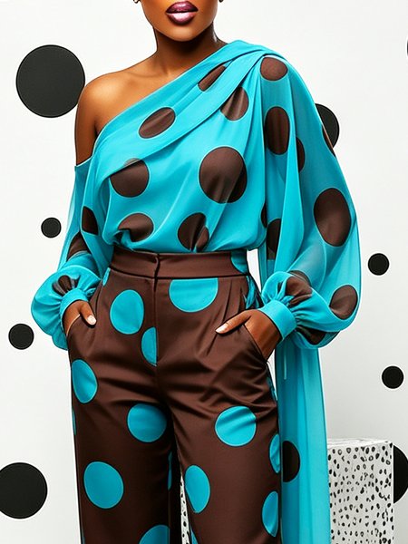 Elegant Polka Dot Loose Long Sleeve Blouse 1 Elegant Polka Dot Loose Long Sleeve Blouse