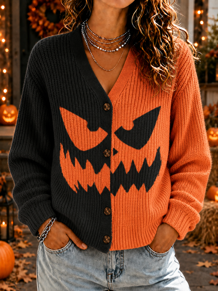 Women Geometric Long Sleeve Comfy Casual Cardigan