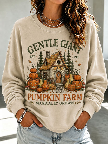Women Text Letters Crew Neck Printing Casual Spring/Fall Long Sleeve Sweatshirt