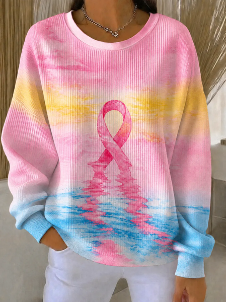 Women Abstract Crew Neck Printing Casual Spring/Fall Long Sleeve Sweatshirt